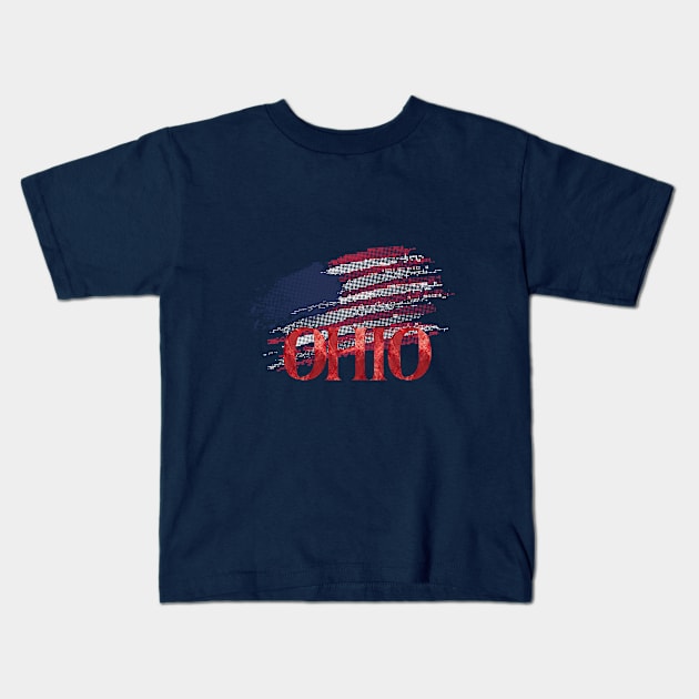 Brushed with Ohio Pride: American Flag Tee Kids T-Shirt by DaShirtXpert